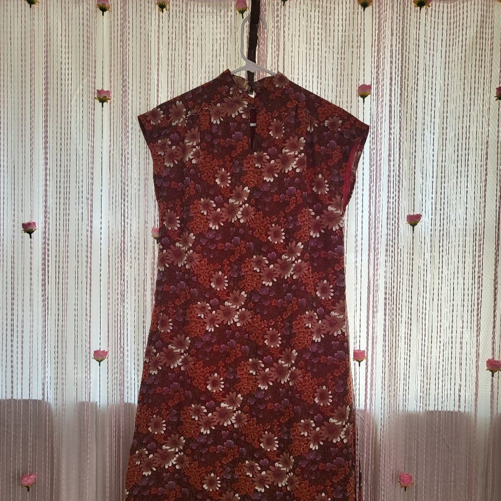 High Collar Floral Dress